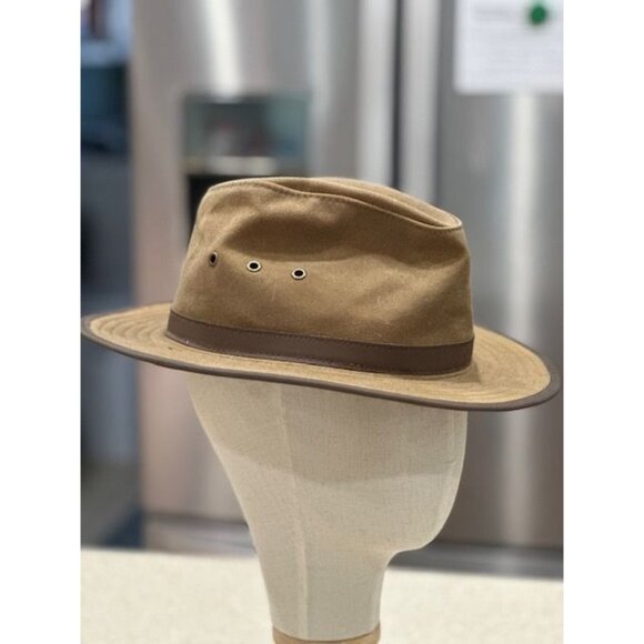 Mens Size Medium Original Outback Brown Oilskin Hat 100% Cotton with Koala Pouch - Picture 2 of 7